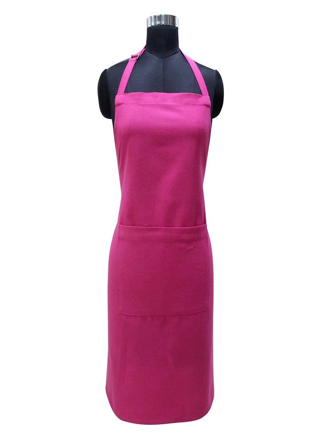 Airwill 100% Cotton Quality Plain/Solid Pattern Free Sized Apron (Pink, Pack of 1) - Image 1